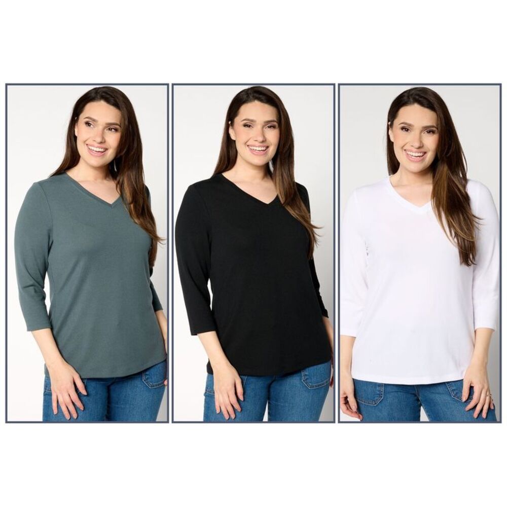 Denim & Co. Women's Top Sz XL Essentials Heavenly Jersey Multi-colored